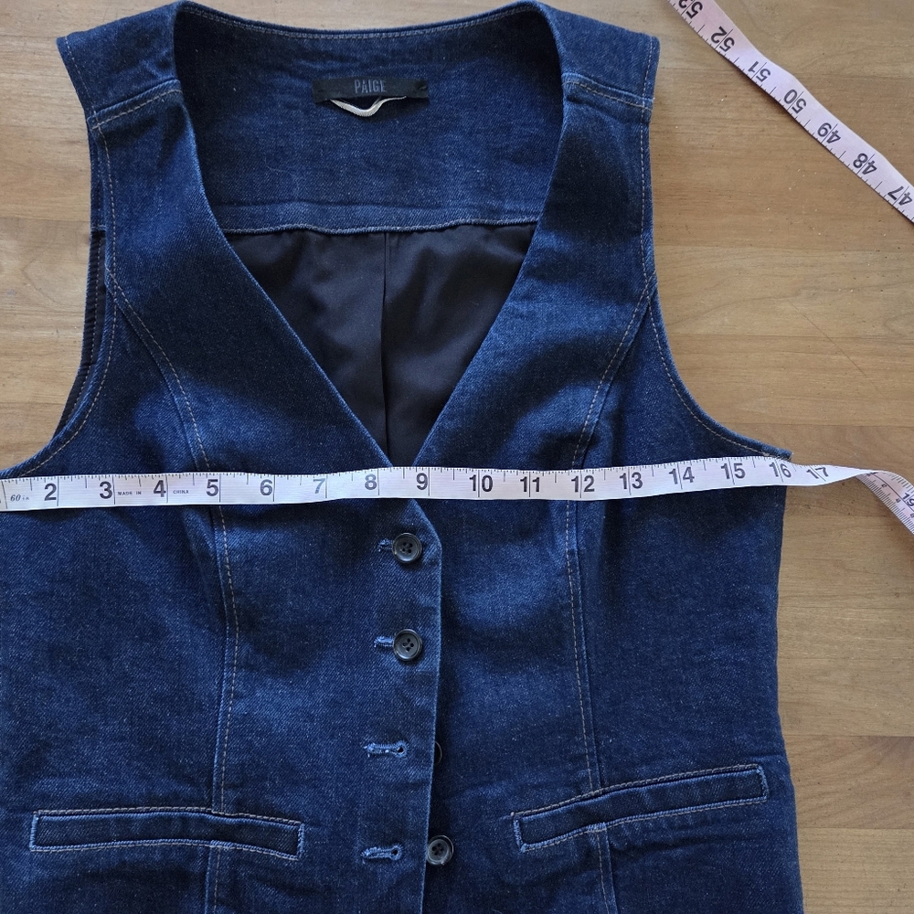 Paige Antonella Dark Wash Fitted Vest Size 4 NWOT. ($209 Retail) - Picture 7 of 13